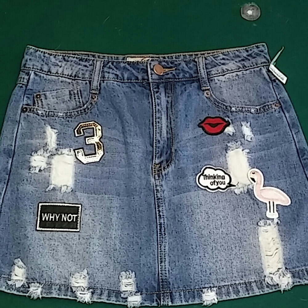 Denim Mini With Patches